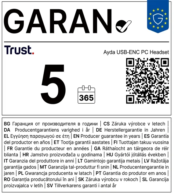 Headset Trust Ayda USB-ENC