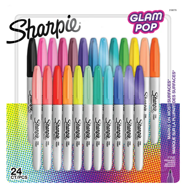 Viltstift Sharpie Glampop F 24st assorti
