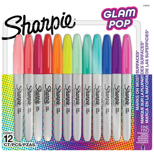 Viltstift Sharpie Glampop F 12st assorti