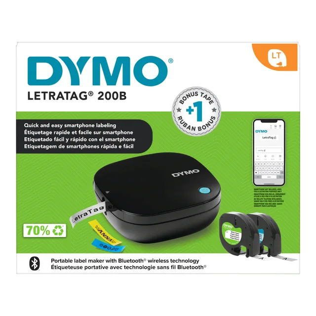 Labelprinter Dymo LetraTag 200B 12mm zwart promo