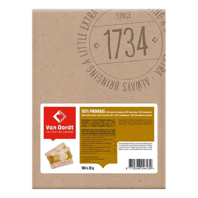 Pindakaas van Oordt 100 procent 100x20gr