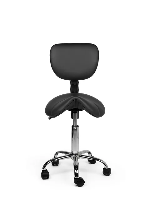 Zadelkruk Office rugleuning laag harde wielen zw
