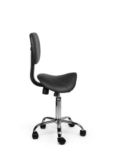 Zadelkruk Office rugleuning laag harde wielen zw