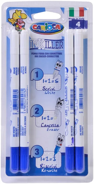 Viltstift Carioca Inkiller met wisser set 4 stuks
