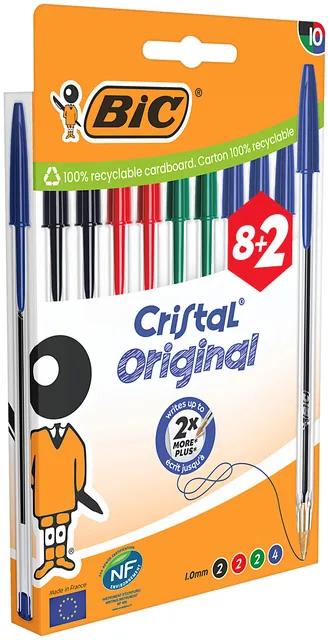 Balpen Bic Cristal M 10st assorti