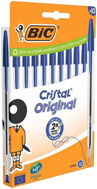 Balpen Bic Cristal M 10st blauw