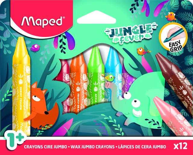 Waskrijt Maped Jungle Fever Jumbo set a 12 kleuren