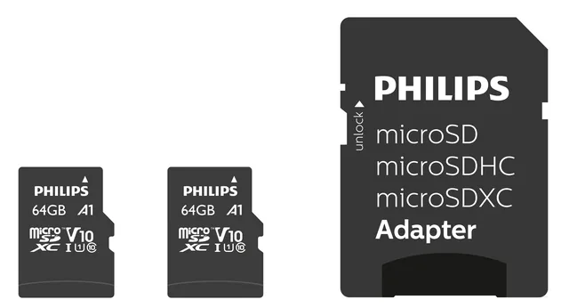 Geheugenkaart Philips micro SDXC 64GB 2 st