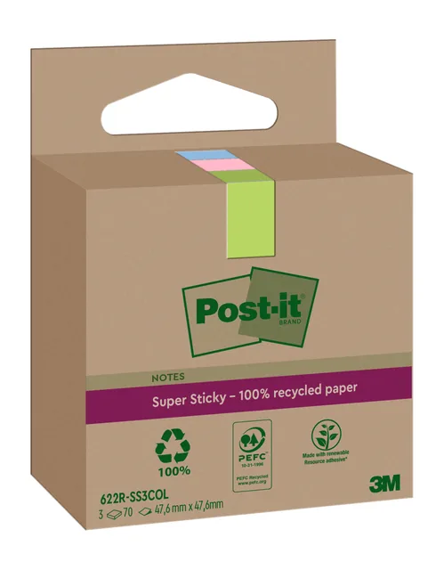 Memoblok 3M Post-it 622 RSS3COL 47.6x47.6mm ass.kl