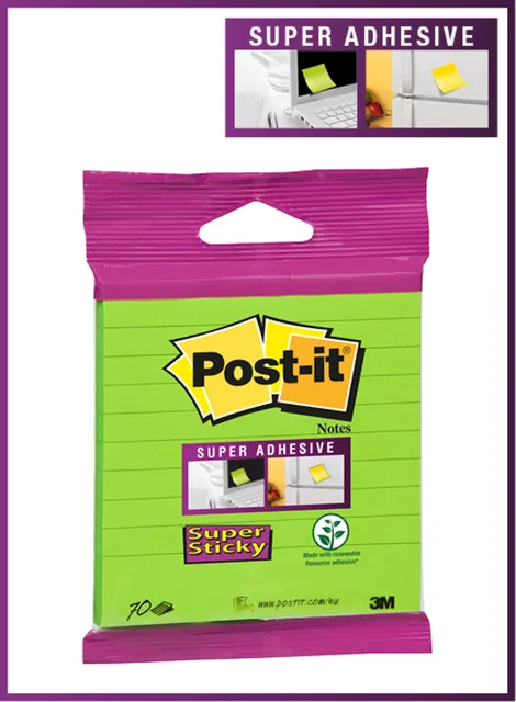 Memoblok 3M Post-it 101x101 SS groen met lijn