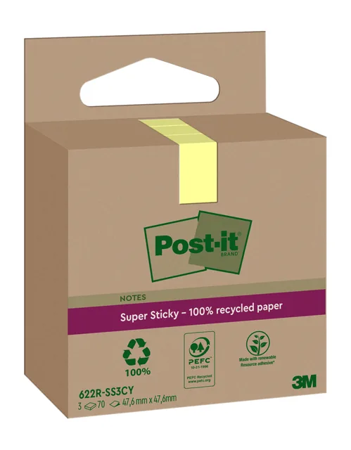 Memoblok 3M Post-it 622 RSS3CY 47.6x47.6mm geel