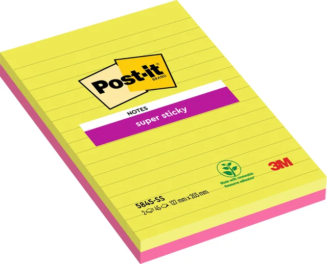 Memoblok 3M Post-it 5845 SS 127x203mm lijn ass kl