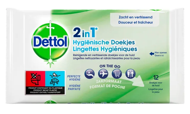 Hygiënische doekjes Dettol Wipes 2-in-1 12st