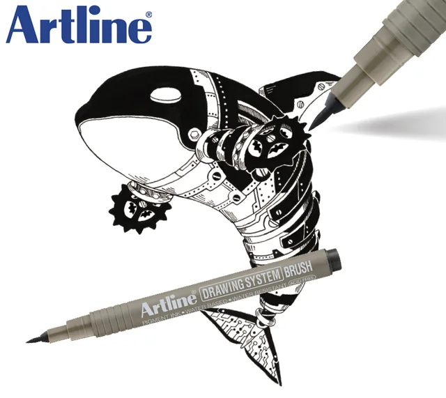 Fineliner Artline technisch brush zwart