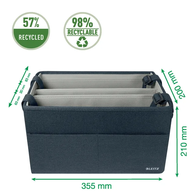 Opbergtas Leitz gestoffeerd 200x210x355mm gr