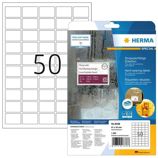 Etiket HERMA 8338 37x25mm weerbest wit 1250st