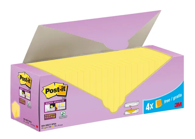 Memoblok 3M Post-it 654-SSCY 76x76mm geel