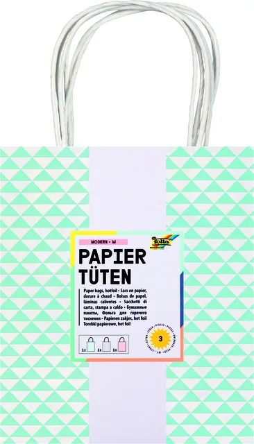 Tas handvat Folia kraftpap 115gr 18x21x8 3dessins