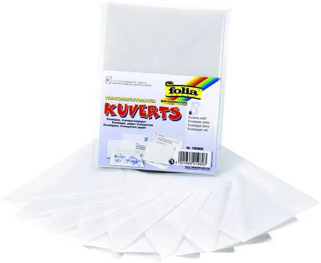 Envelop Folia A6 115gr set 8 stuks transparant