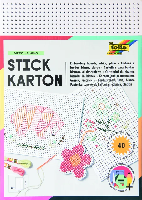 Borduurkaarten Folia 17.5 x x24.5cm 300gr 40v wit