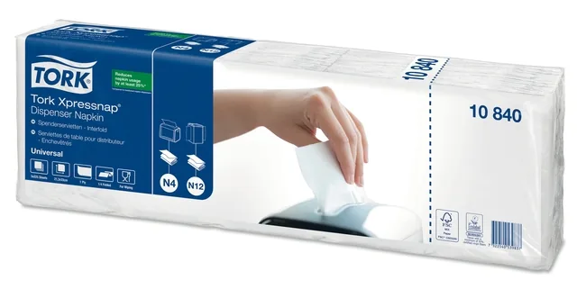 Servet Tork N4 Universal vierdevouw 1laags wit