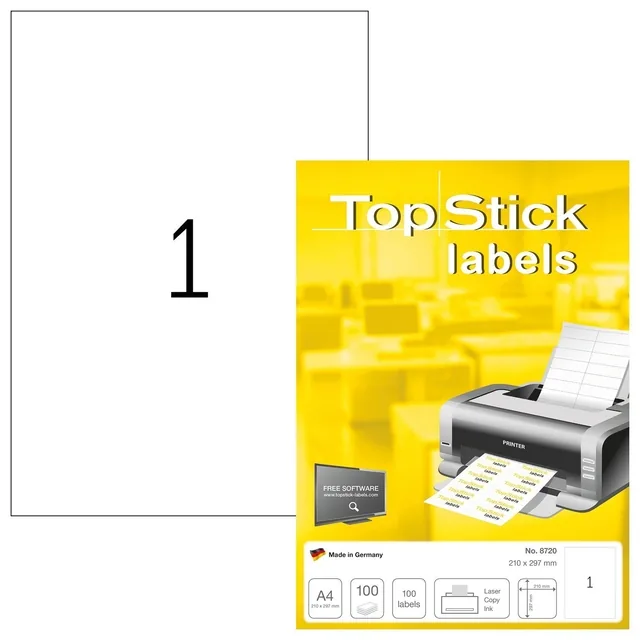 Etiket TopStick 210x297mm wit 100st