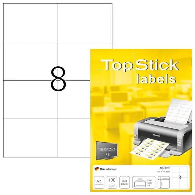 Etiket TopStick 105x74mm wit 800st