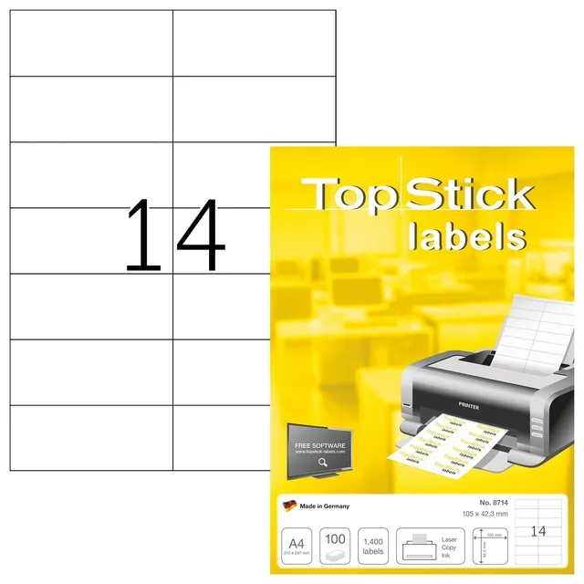 Etiket TopStick 105x42.3mm wit 1400st