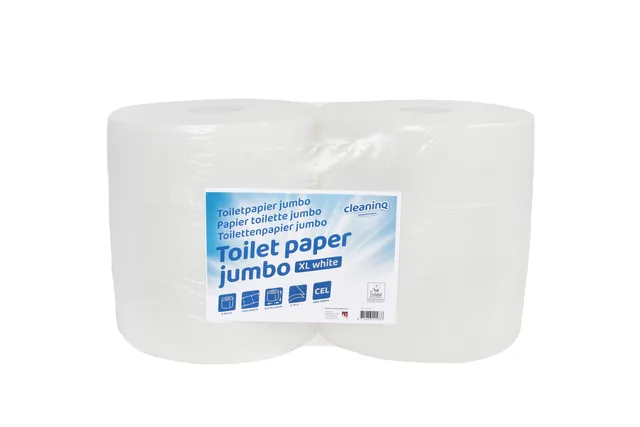 Toiletpapier Cleaninq T1 jumbo groot 6x350m wit
