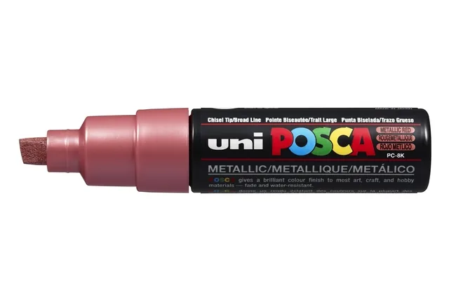 Paintmarker Uni POSCA PC8K B schuin metallic rood