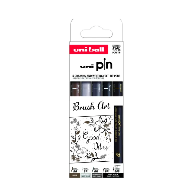 Fineliner Uni-ball Pin Brush Art assortui