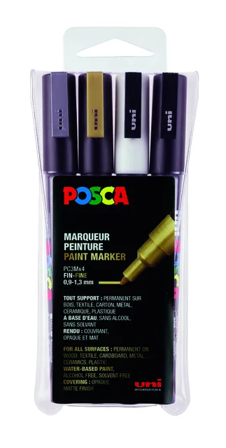 Paintmarker Uni POSCA PC3M F 4st assorti