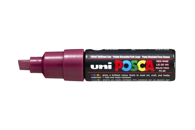 Paintmarker Uni POSCA PC8K B schuin wijnrood