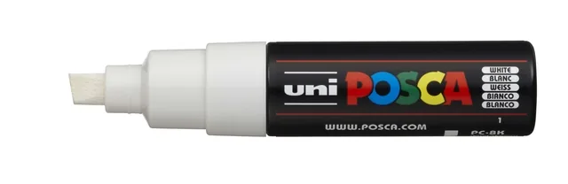 Paintmarker Uni POSCA PC8K B schuin wit