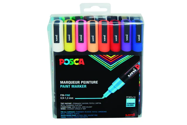 Paintmarker Uni POSCA PC3M F standaard 16st ass