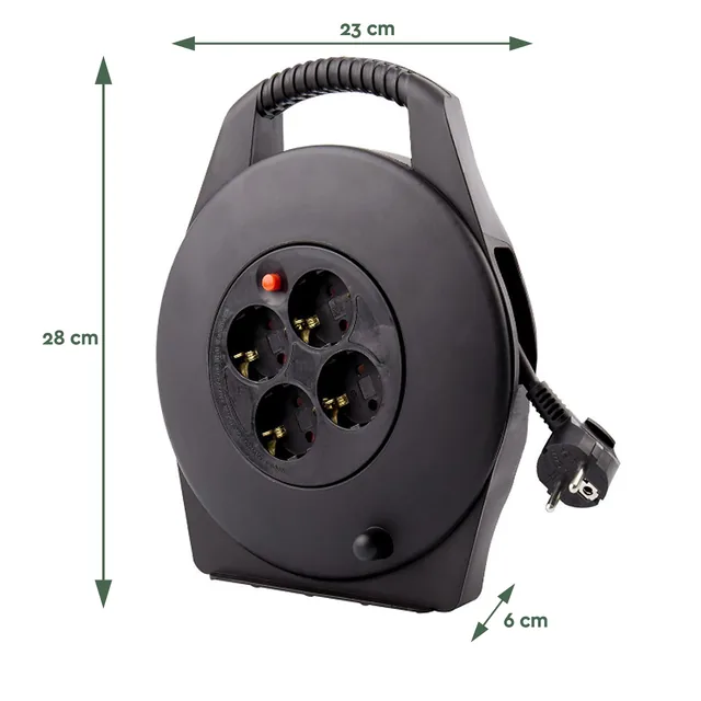 Kabelhaspel BRASQ  4 voudig 10 meter zwart