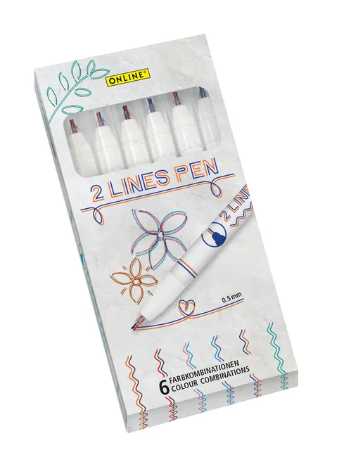 Finerliner Online 2-lijnen assorti doos à 6 stuks