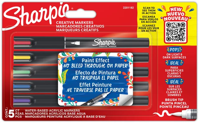 Creatieve marker Sharpie brushpunt 5st assorti