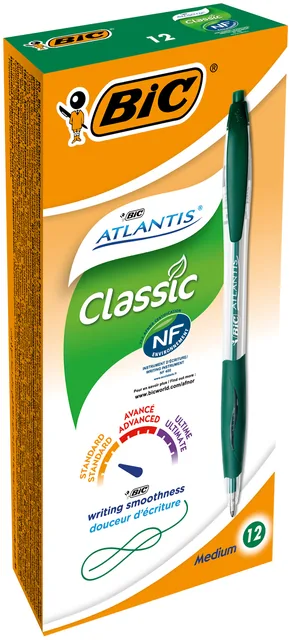 Balpen Bic Atlantis classic grip clic M groen