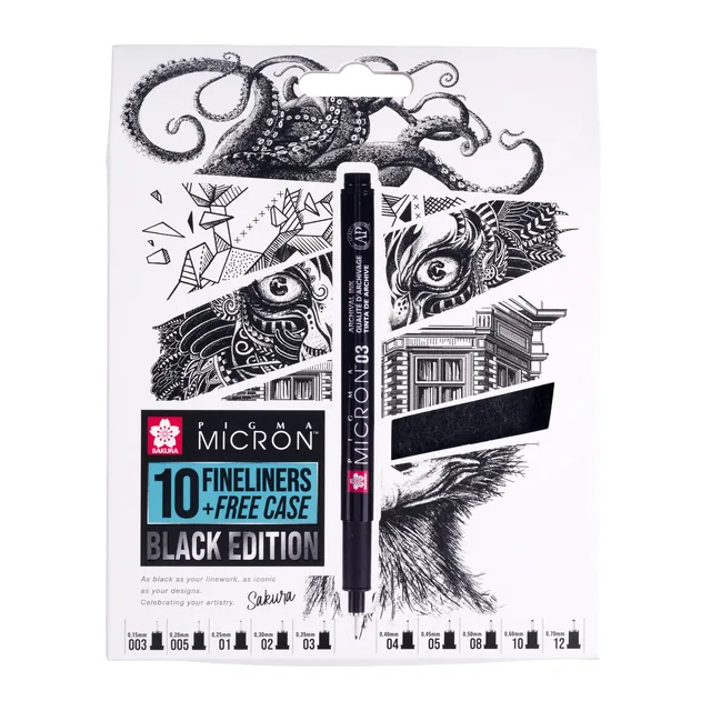 Fineliner Sakura Pigma Micron Black 10 stuks