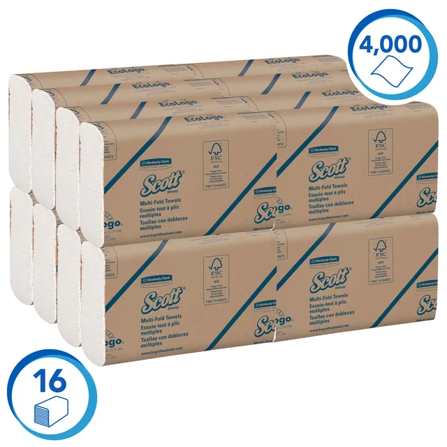 Handdoek Scott1-laags 230x235mm 16x250st wit 1804