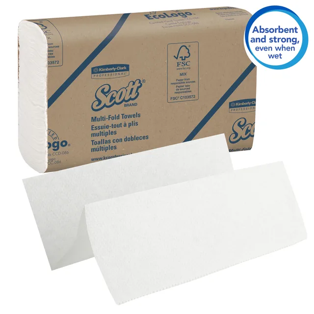 Handdoek Scott1-laags 230x235mm 16x250st wit 1804
