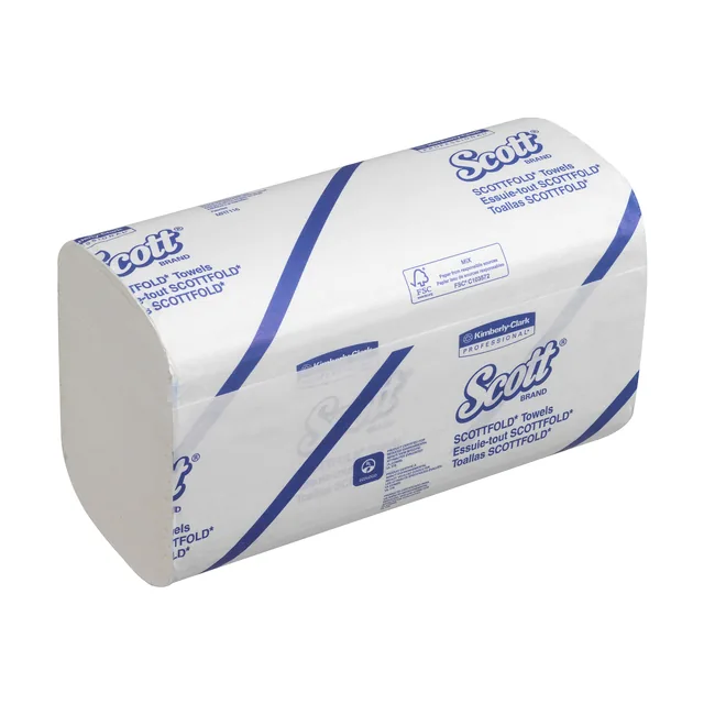 Handdoek Scott 1-laags 200x315mm 25x175st wit 6633
