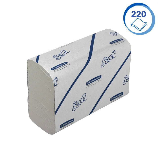 Handdoek Scott 2-laags 212x186mm 16x220st wit 6609