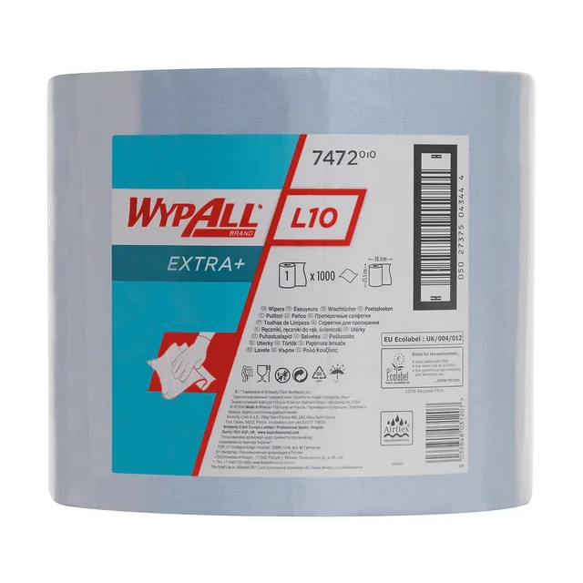 Poetsrol WypAll L10 1-laags 235mmx380m blauw