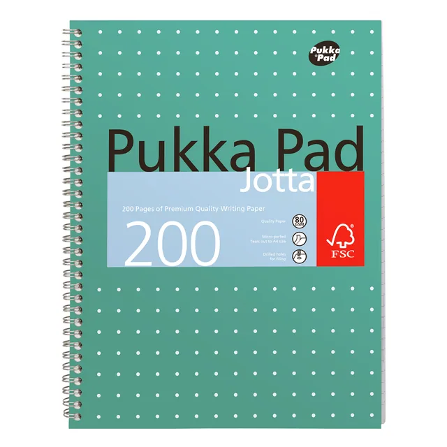 Collegeblok Pukka Jotta A4 lijn 4-g 200pag 80gr gn