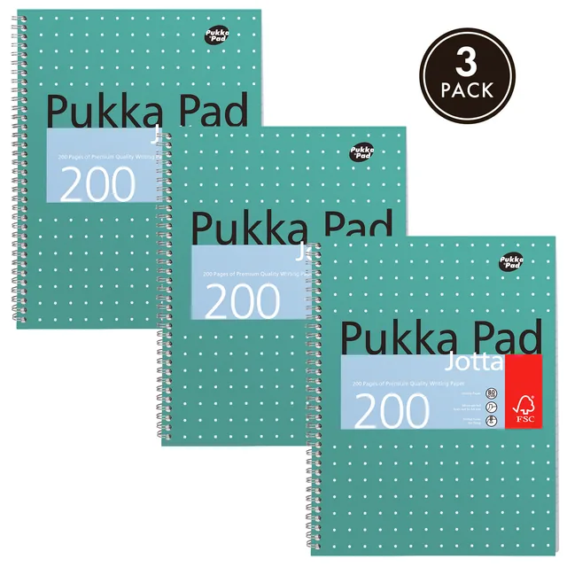 Collegeblok Pukka Jotta A4 lijn 4-g 200pag 80gr gn