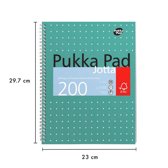 Collegeblok Pukka Jotta A4 lijn 4-g 200pag 80gr gn