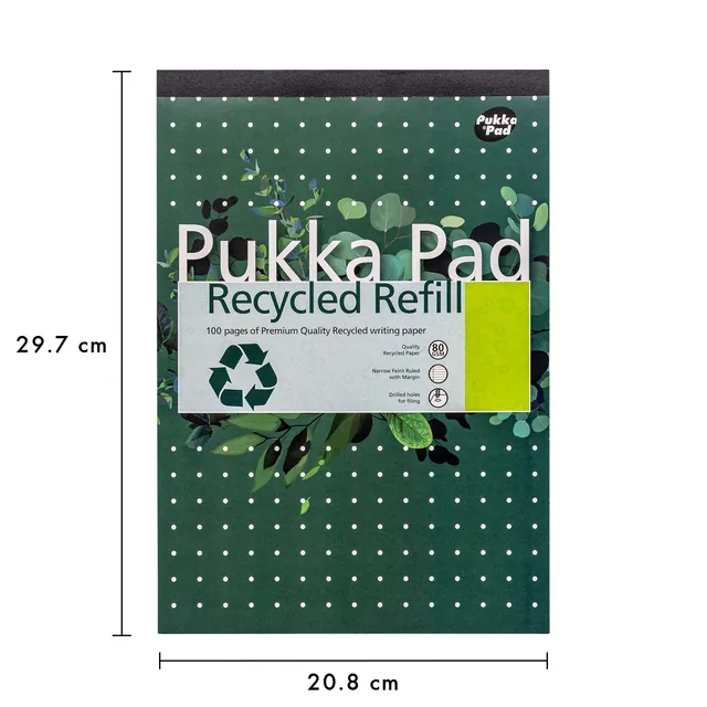 Schrijfblok Pukka A4 lijn 4-gaats 100 vel 80gr