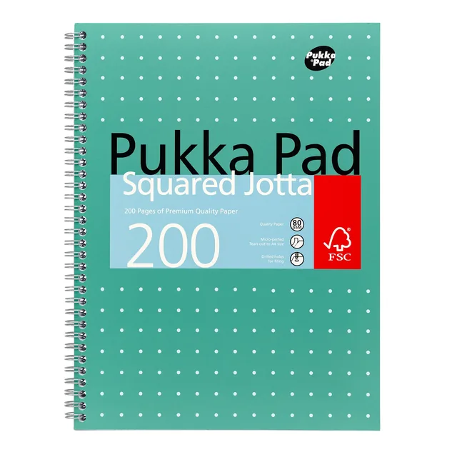 Collegeblok Pukka Jotta A4 rt 5x5 4-g 200pags gn